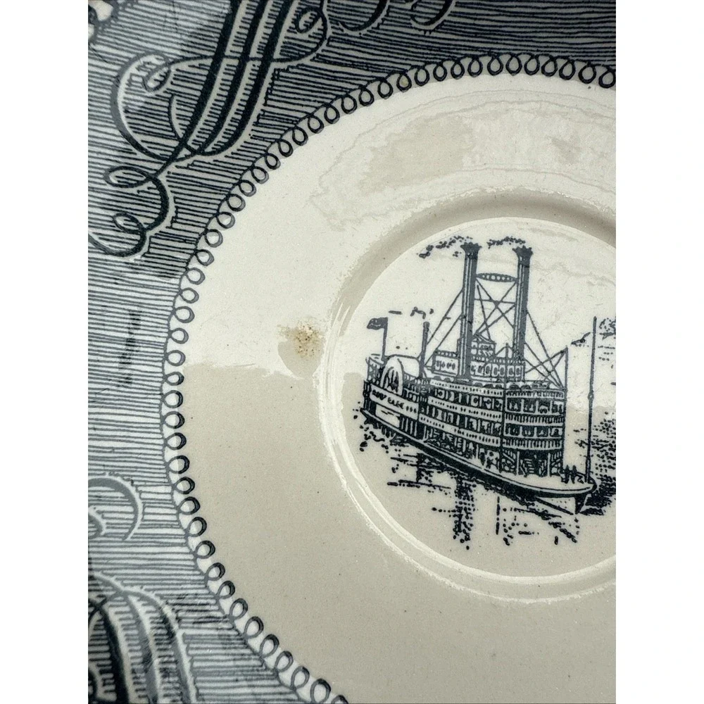 Currier And Ives Blue Steamship Plates Blue And White 6